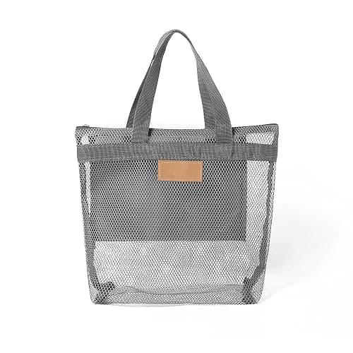 Pebipoo Mesh Shower Caddy, Quick Dry Portable Tote with Zipper and Inner Pocket, Beach Bag, Lightweight Bath Organizer for College Dorm, Swimming, Gym, Beach, Travel (Gray) thumbnail 4