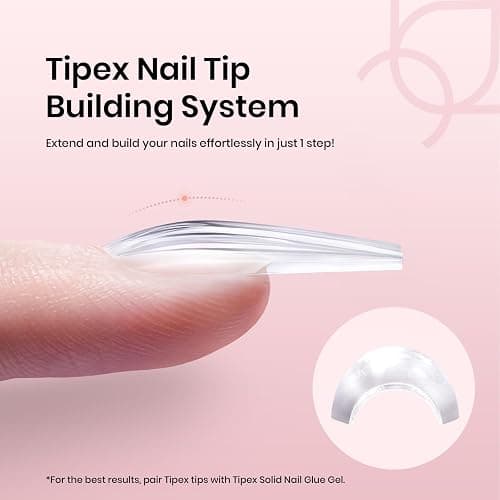 Beetles Tipex Nail Tips Long Square-C Curved Half Matte Nail Tips 210 Pcs Pre Building Fake Nails with Uv Nail Glue, LED Nail Lamp - Thick Acrylic Nail Set for Flat Nails - D-Tipex Long Square Half Matte Nail Tips Kit thumbnail 3
