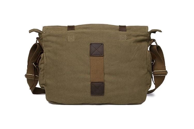 Sechunk Vintage Military Leather Canvas Laptop Bag Messenger Bags Medium thumbnail 2