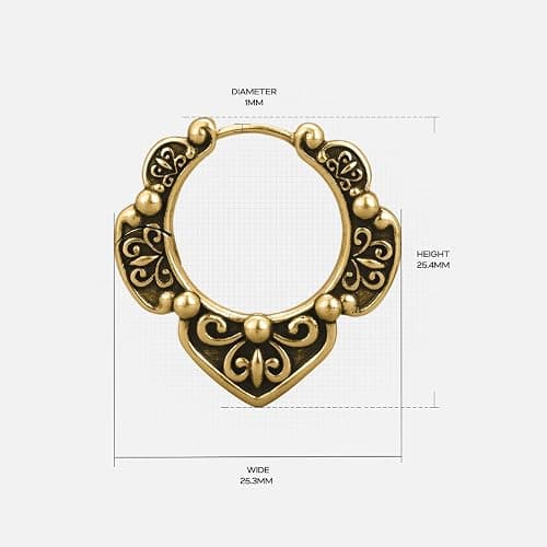 PUNKYOUTH Gothic Hoop Earrings 18G 1mm Floral Scroll Carved Vintage Dark Romantic Alternative Aesthetic Piercing Jewelry For Men Women Huggie Dangle Retro Statement Everyday Wear Accessories thumbnail 4