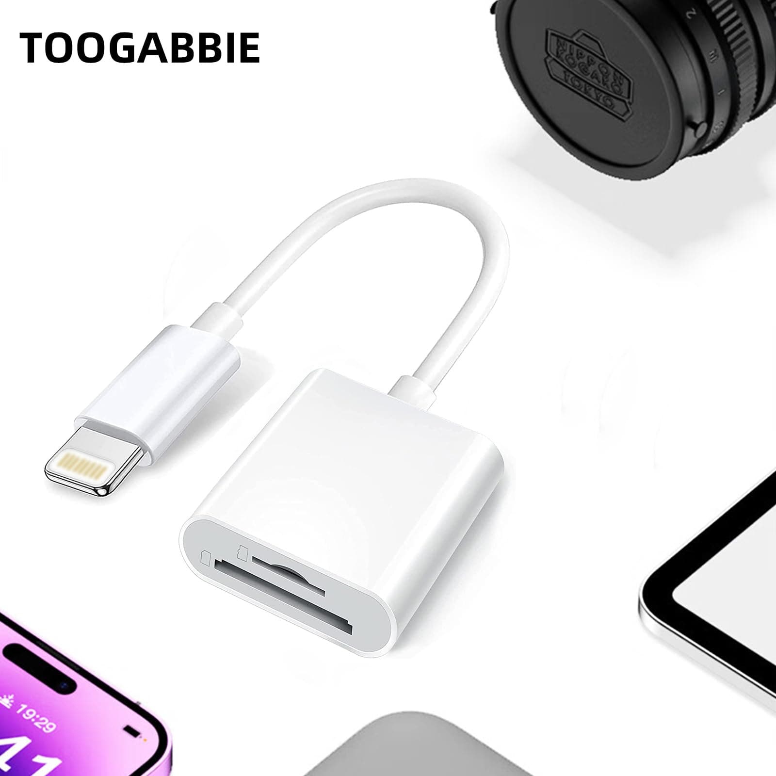 Apple Lightning to SD/TF Dual Card Slot Reader for iPhonePad, SD Card Reader for iPhone 2 in 1 Micro SD/TF Memory Card Adapter,Apple Lightning to SD & TF Card Reader to Phone thumbnail 8