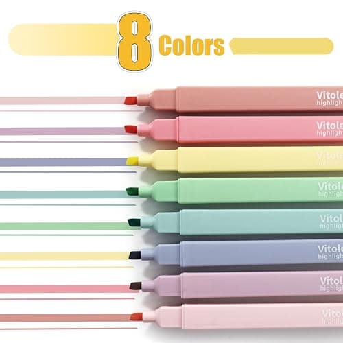 Piochoo Highlighters,8pcs Aesthetic Pastel Highlighters,Chisel Tip Book Highlighter,Bible Highlighter Assorted Colors for School Office Supplies thumbnail 2