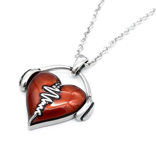 Controse HeartBeat Heart Necklace with Pendant (17" - 19" Adjustable Stainless Steel Chain) thumbnail 5