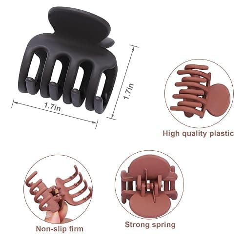 USDNICE 6 Pcs Hair Clips Small Claw Clips for Thin Hair Medium Matte Non-slip Hair Accessories for Women and Girls (Brown) thumbnail 4