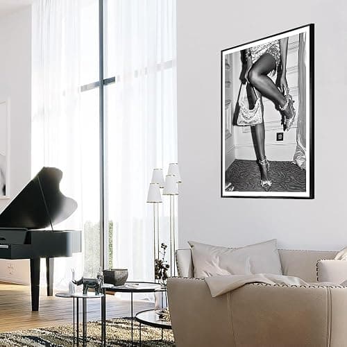 High Fashion Poster Trendy Black and White Wall Art Retro Girl Luxury Feminist Canvas Prints Beautiful Chic Woman Picture for College Dorm Batchroom Bedroom Room Decor 16x24in Metal Black Frame thumbnail 5