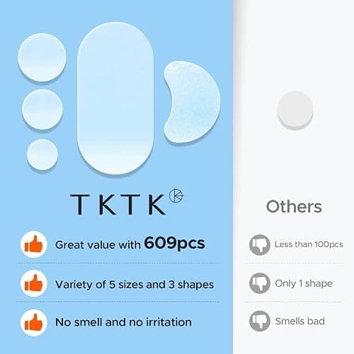 TKTK 609 Count Pimple Patches for Face, Hydrocolloid Acne Cover Patch Bulk | Pimple Stickers for Cheeks, Forehead, Chin Blemishes Zit & Breakouts, All Skin Types, Dots, Strips, Contoured 5 Sizes Variety thumbnail 7