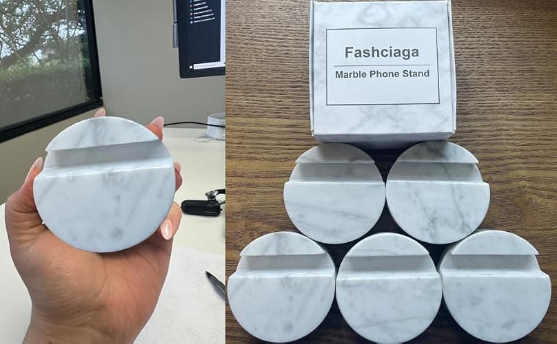fashciaga Luxurious Marble Cell Phone Stand Holder for Cellphone Tablet On Desk, Countertop, Table, Nightstand. Heavy Real Stone Mobile Phone Stands (Solid) thumbnail 5