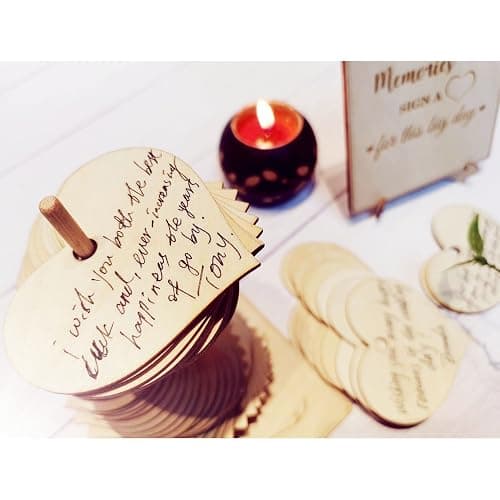 Wedding Guest Book Alternative Sign 72 Wood Hearts Guest Book Wedding Reception, Wedding Decorations Baby Shower 1st Birthday Party Decoration Baptism Rustic (Heart) thumbnail 8