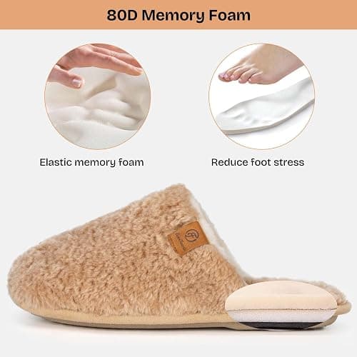 EverFoams Women's Fuzzy Slip-on Slippers Warm Cozy Soft Lightweight Memory Foam Indoor House Shoes thumbnail 5