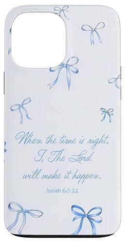 Aesthetic Christian Quote Blue Ribbons Bow Faith Bible Verse Case for iPhone 13 Pro Max - Image 1