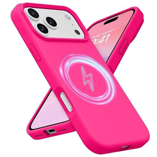 GUAGUA Magnetic for iPhone 17 Pro Case,[Compatible with MagSafe][Military-Grade Drop Protection] Liquid Silicone Soft Slim Microfiber Lining Cushion Phone Case for iPhone 17 Pro 6.3", Hot Pink - Image 1