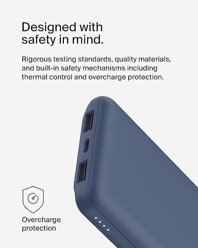 Belkin Portable Charger, USB C Power Bank 10000 mAh w/ 2xUSB-A Ports, 15W w/ Type-C to Type-A Cable - iPhone 17, Air, Pro, Pro Max, Samsung Galaxy S25, Nintendo Switch 2, Google Pixel 10, etc. - Blue thumbnail 9
