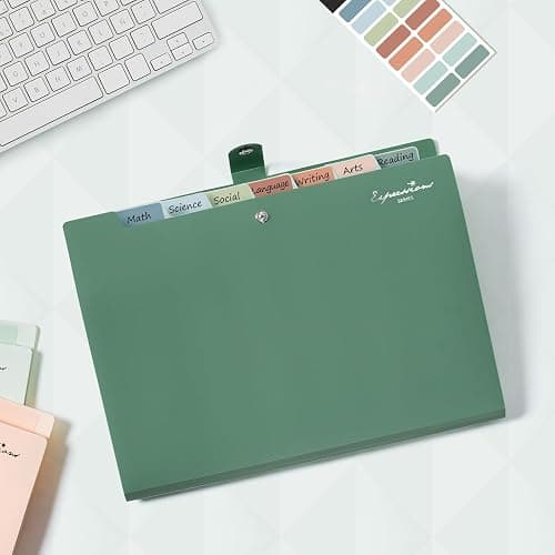 Sooez Elegant Accordion File Organizer with Labels, 8 Pocket Expanding File Folder, Portable Folders for Documents, Cute Paper Organizer for School Office Supplies, Letter Size, Black thumbnail 2