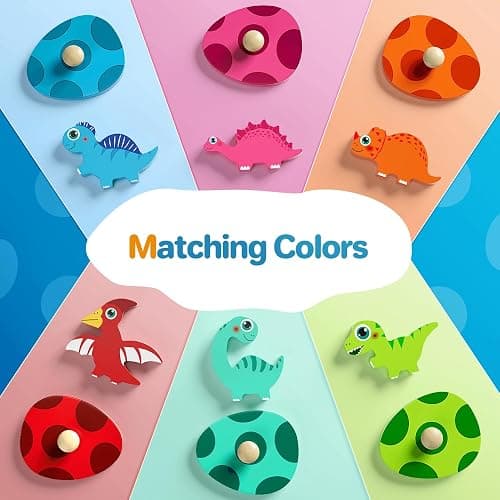 Montessori Toys for 1 2 Year Old Boys Girls Gifts: Wooden Shape Sorter & Color Match Baby Puzzles 12-18 Months - Dinosaur Matching Eggs Peg Puzzle for 1 2 Year Old Toddler Learning Activities thumbnail 4