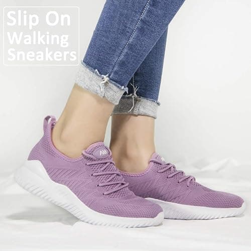 Akk Womens Walking Tennis Shoes - Slip On Memory Foam Lightweight Casual Sneakers for Gym Work Travel Workout thumbnail 7