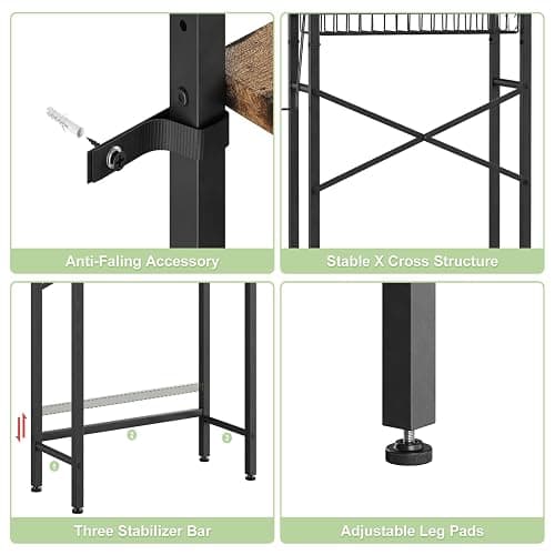 Kalrin Over-The-Toilet Storage Rack, 4-Tier Bathroom Organizer Shelf Over Toilet with Adjustable Shelf and Basket, Freestanding Space Saver Bathroom Shelves Above Toilet for Room (Vintage Brown) thumbnail 6