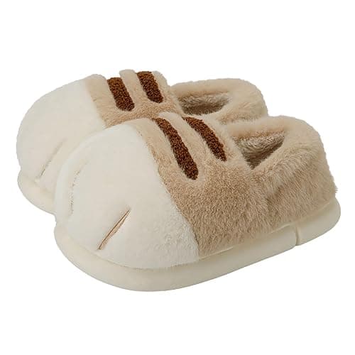 Plush cat paw slippers，non-slip soles, cozy and cute slippers - Image 1