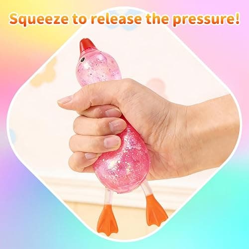 Cute Duck Squishy Sugar Stress Ball, Soft Duck Stress Relief Sugar Ball Squishy Ultra Squishy and Moldable Slow Rise Relaxing Sensory Stress for Anxiety (Pink) thumbnail 3