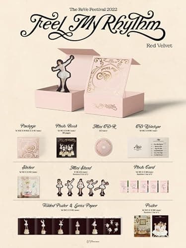 Red Velvet The ReVe Festival 2022 : Feel My Rhythm 7th Mini Album Orgel Version 96p PhotoBook+1ea Sticker+1ea Mini Stand+1p PhotoCard+1p Folding Poster&Lyrics Paper On Pack+Tracking Sealed thumbnail 2