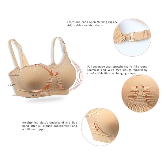GXXGE 4Pack Nursing Bras for Breastfeeding Maternity Bra Comfort Seamless Pregnancy Sleep Bralette thumbnail 6