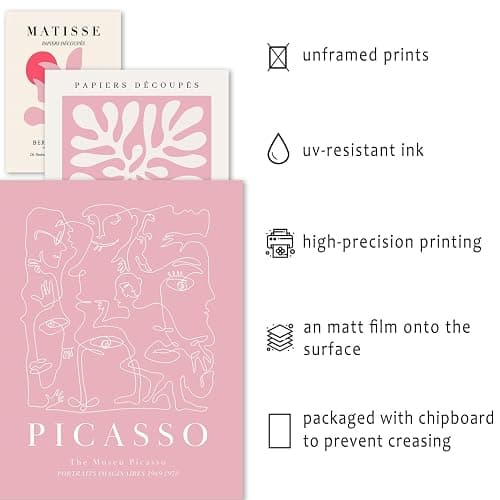ANERZA 16 PCS Pink Wall Art Decor, Matisse Gallery Wall Prints for Bedroom, Light Pink Posters for Room Aesthetic, Collage Kit Pictures for Living Room, Teen Girls Dorm Home Artwork thumbnail 4