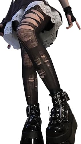 WANHUHOU 5 Pairs Disposable DIY Stockings，Easy Ripped Tights Gothic Women Fishnet Pantyhose Black Female Hollow Out Mesh - Image 1