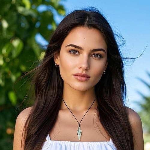 weryerker Healing Crystal Natural Gemstone Pendant Necklace Pointed Necklace Adjustable Black Rope For Men Women thumbnail 5