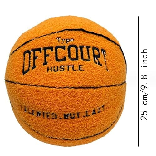 OUKEYI 9.8"/25cm Offcourt Basketball Plush Toy, Soft Basketball Plush Pillow Stuffed Basketball Plush Toy Sofa Ball Pillow Household Stuffed Ball for Fans Boys and Girls All of Age (Orange) thumbnail 2