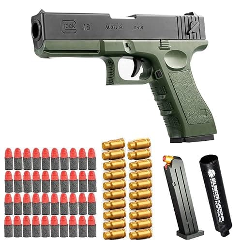 Toy gun with soft bullets, toy gun with ejectable magazine for safety training or play - unique gift (green) thumbnail 9