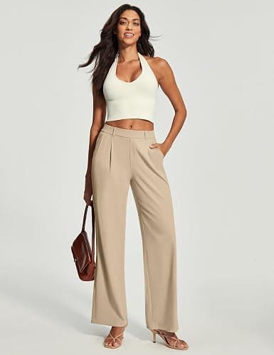 Ewedoos Womens Dress Pants Wide Leg Stretchy Work Pants Women Pull On Business Casual Trousers Slacks for Women thumbnail 7