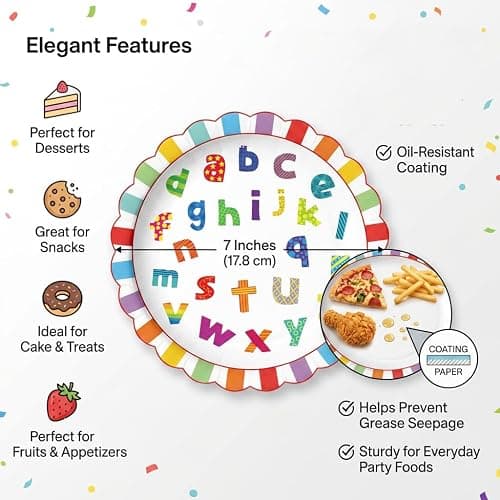 75PCS ABC 123 Party Supplies for 25 Guests – 25 7 Inch Alphabet Paper Plates, 25 Napkins, 25 Colorful Plastic Forks, Back to School Classroom Welcome Decorations, First Day of School Celebration thumbnail 6