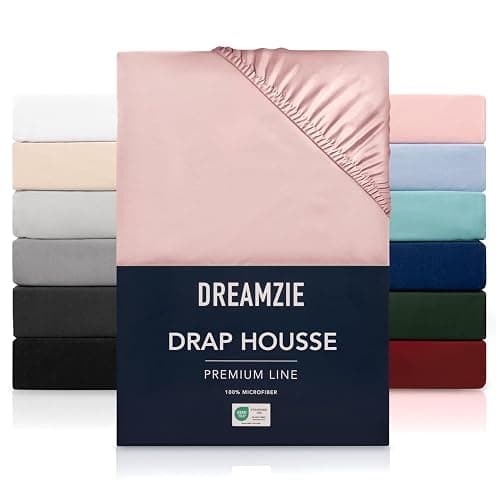 Dreamzie Drap Housse 140x190/200 cm pour Matelas Épais jusqu'à 33 cm - 100% Polyester Microfibre - Rose Certifié sans Produits Chimiques (Oeko TEX), Drap Housse avec Élastique Complet - 140 x 190/200 cm - Rose - Image 1