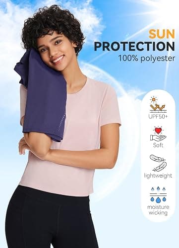 baleaf Women's Athletic Sun Shirts Short Sleeve Running Tops Workout Cropped Split Back UPF 50+ Quick Dry Lightweight thumbnail 4