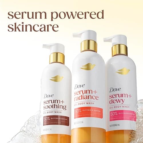 Dove Serum+ Soothing Oil Body Wash, Almond & Oil Sandalwood, 15.3 fl oz | Soothing Hydrating Cleanser with Sandalwood thumbnail 8