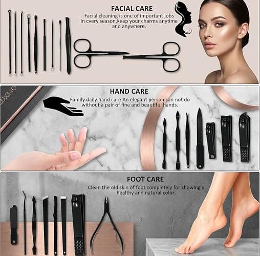 MINKINH Manicure Set Professional Nail Clipper Kit-26 Pieces, Brown | Stainless Steel Manicure Kit, Nail Care Tools with Travel Case for Men & Women, Hand & Foot Care, Gift for Family & Friends thumbnail 4