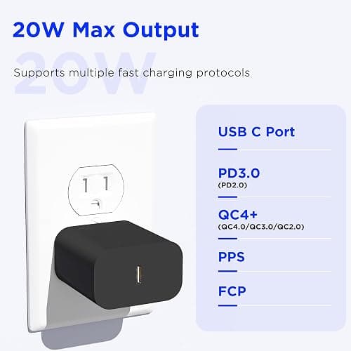 iPhone 17 16 15 Charger Fast Charging,2Pack 20W Apple iPad USB C Wall Chrager Block with 6FT USB C to C Cable for iPhone 17/Pro/Pro Max/17 Air/ 16/16 Pro/16 Pro Max/15/Plus/Pro/Pro Max (Black) thumbnail 3
