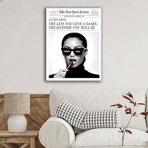 Jatinoo Aesthetic Posters for Bedroom Decor - 11.5x15 Inch Framed Canvas Wall Art with 'The Less You Give a Damn' Quote | Black and White Print for Mental Wellness, Trendy Room Aesthetic and Modern Home thumbnail 5
