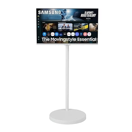 Samsung The Movingstyle Essential 32" 4K UHD Smart Monitor with Adjustable Rolling Stand, Smart TV Apps, Built-in Speakers, White Design, Gaming Hub, AI Picture Optimizer, SmartThings, F-LS32FM70-MSR - Image 1