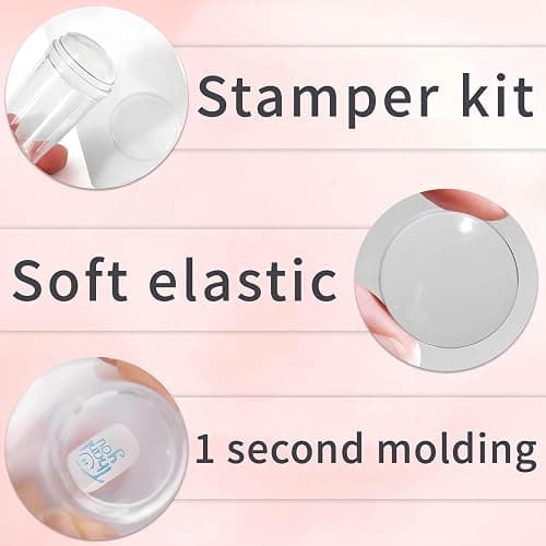French Tip Tool,2 PCS Nail Art Stamper Kit,Clear Silicone Stamping Jelly with Scraper for DIY together with Gel Nail Polish Acrylic Nail Kit Nail Tips thumbnail 4
