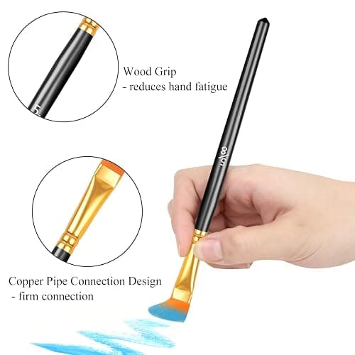 20 Pcs Paint Brushes, Acrylic Painting Brush Set, Watercolor Brushes, Acrylic Brushes for Oil Watercolor, Miniature Detailing, and Rock Painting thumbnail 3