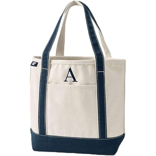Lands' End Pre-Monogrammed Letter Canvas Tote Bag - Image 1