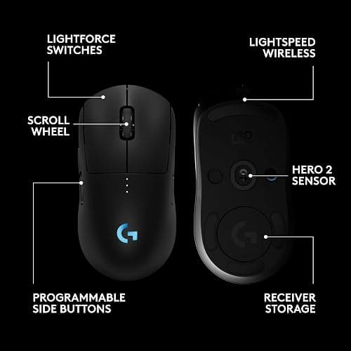 Logitech G PRO 2 Lightspeed Wireless Gaming Mouse, Right- or Left-Handed Mouse with up to 4 Customizable and Switchable Magnetic Side Buttons, 44K DPI Sensor, USB-C Charging, for PC/Mac - Black thumbnail 6