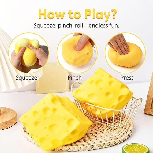 Yellow Cheese Squeeze Toy, 2026 New Soft Novelty Toy, Rebounding Sensory, Squishy Cheeses, Soft Novelty Rebounding Fidget Toy for Party, Stress Balls for Adults thumbnail 5
