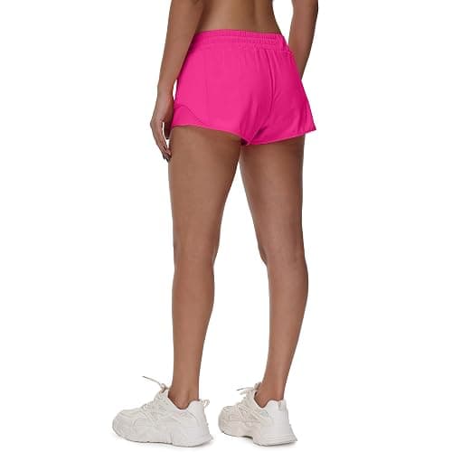 MCEDAR Women's Running Shorts Low Waisted 2.5"，Lightweight Active Workout Quick Dry Gym Athletic Sports Shorts Zip Pocket thumbnail 2