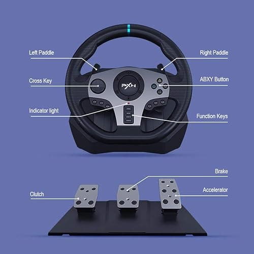 PXN V9 Gaming Racing Wheel pc Steering Wheel With Pedals and Shifter 270/900° Dual-Motor Feedback Driving gaming Racing Wheel for PC,PS4,PS3,Xbox One, Xbox Series X/S,N-Switch thumbnail 8