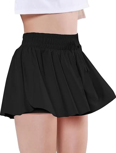 EXARUS Girls Butterfly Shorts Flowy Dance Skorts Cheer Teen Athletic Skirt Flutter Tennis Tween Preppy Outfit Kid 6-14Y thumbnail 2