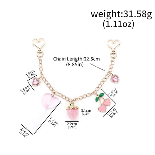 Disengor Bag Charms Chain for Handbags, Purse Tote Backpack Accessories | Pink Red Strawberry Cherry Heart Lollipop Charms, Purse Extender Chain Strap, Cute Keychain Pants Decor Gifts for Women thumbnail 6