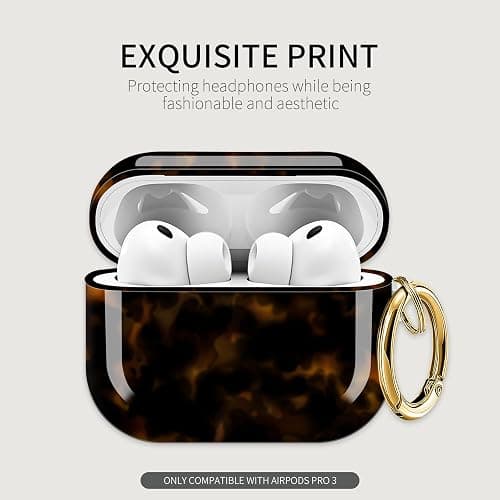 AirPod Pro 3 Case Cover, Shockproof for Women & Girls | with Golden Round Buckle | Protective Anti-Drop Design | Luxury Brown Leopard thumbnail 3