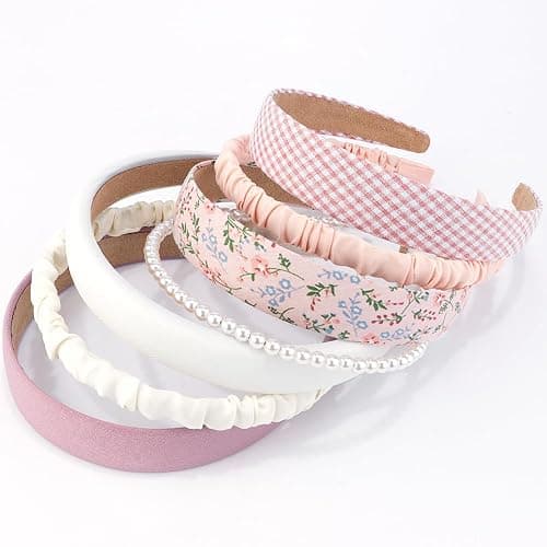 AHONEY 7 Pack Pink Headbands for Girls Women Headbands Trendy Non Slip Hairbands Cute Croquett Hair Accessories Kawaii Multi-style Headband Pack (Pink) thumbnail 2