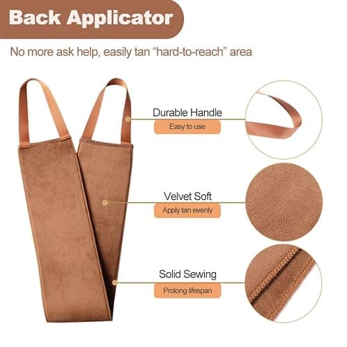 Sanfery 5-Piece Self Tanning Mitt Kit with Self Tanner Back Applicator, Self Tanning Brush, Exfoliating Mitt & Accessories for Flawless Tan thumbnail 4